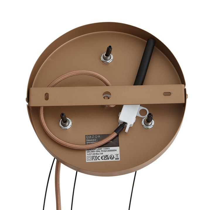 Lampă suspendată retro bronz închis cu sticlă chihlimbarie - Barb