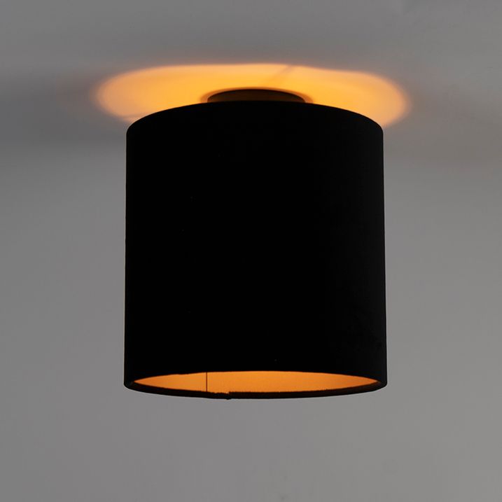 Stropní lampa s černým a zlatým sametovým stínítkem 25 cm - Combi Black