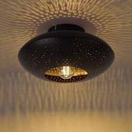 Altın detaylı siyah oryantal tavan lambası 25 cm - Radiance