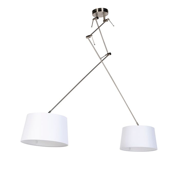 Viseća lampa sa platnenim sjenilima bijela 35 cm - Blitz II čelik