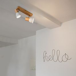 Foco de techo de madera y blanco 2 luces regulables - Thorin