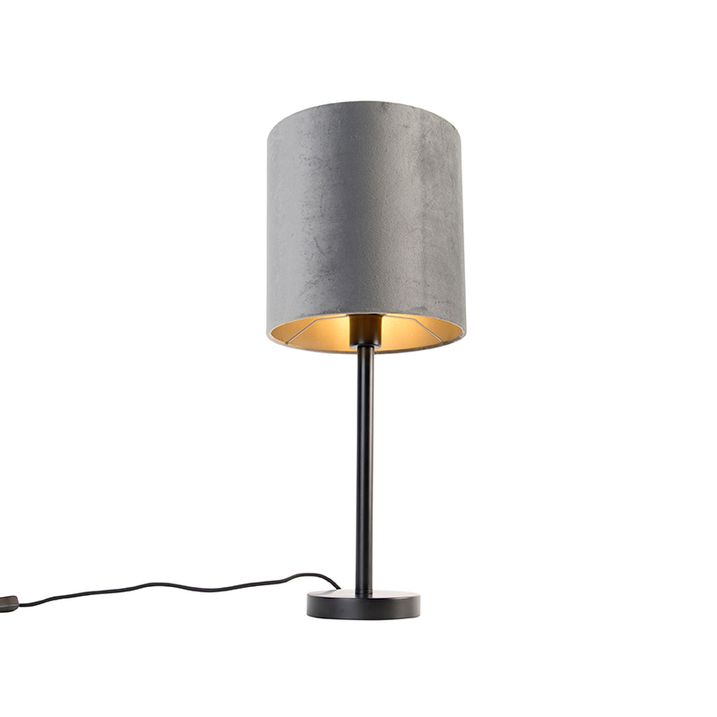 Moderní stolní lampa černá s šedým stínítkem 25 cm - Simplo
