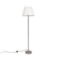 Moderne-vloerlamp-staal-met-witte-plisse-kap-45-cm---Simplo
