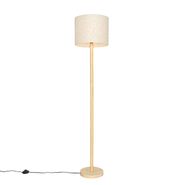 Lampadaire-rustique-en-bois-avec-abat-jour-en-lin-beige-32-cm---Mels