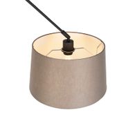 Karājošā-lampa-melna-ar-lina-abažūru-pelēkbrūnā-krāsā-35-cm---Blitz