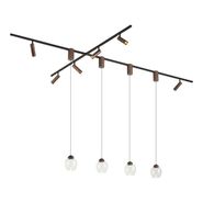 Sistema-di-illuminazione-a-binario-moderno-con-6-faretti-e-4-luci-a-sospensione-Easylift-bronzo-scuro-1-fase---Slimline-Uzzy-Molla