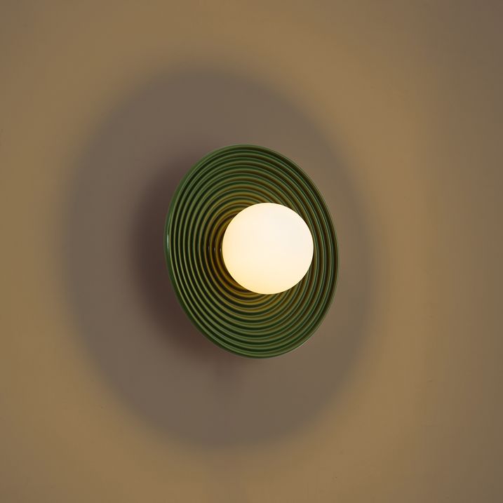 Plafonnier rétro vert avec verre opale - Lila