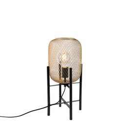 Moderná stolná lampa čierna so zlatom - Bliss Mesh