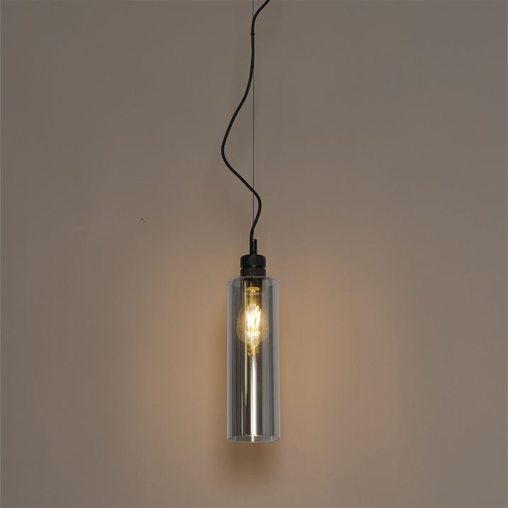 Moderna viseća lampa crna sa dimnim staklom - Stavelot