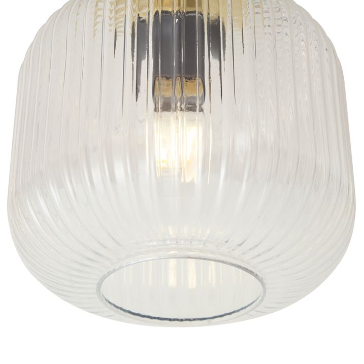 Art Deco plafondlamp messing met helder glas - Karel