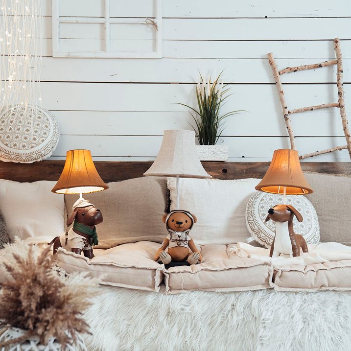 Dětská stolní lampa lovecký pes hnědá - Spike