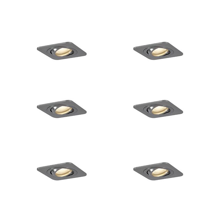 6'lı Set Yuvarlak Gömme Spot Lamba Metalik Gri GU10 50mm Ayarlanabilir IP44 - Alberto