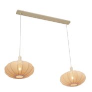 Lampa-wisząca-Japandi-beżowa-z-materiałowym-abażurem-2-źródła-światła---Bida