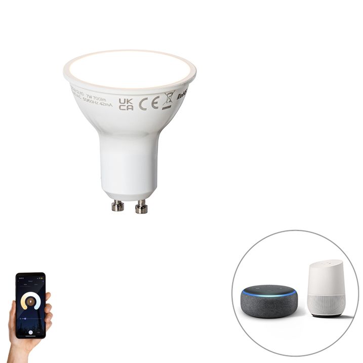 Chytrá LED žárovka GU10 bílá 7W 700lm 3000K