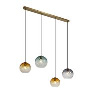 Lampada-a-sospensione-bronzo-con-vetro-fumé-ambrato-e-verde-rettangolare-4-luci---Bao