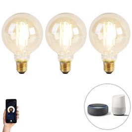 Set od 3 pametne E27 dim do tople LED lampe G95 goldline 7W 806 lm 1800K - 3000K
