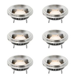 Set van 6 G53 dimbare LED lampen 111mm 12W 600 lm 2700K