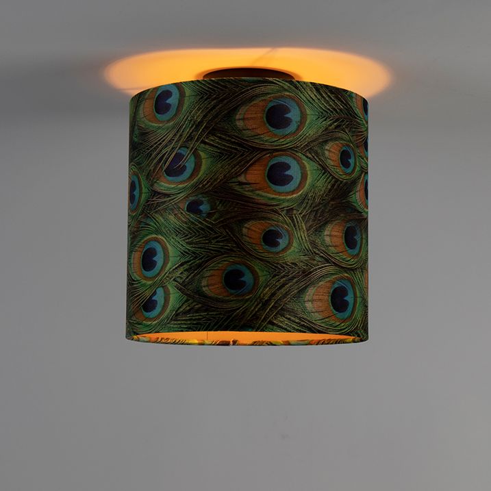 Stropní lampa s sametovým stínítkem s pavoučími pery zlatá 25 cm - Combi černá