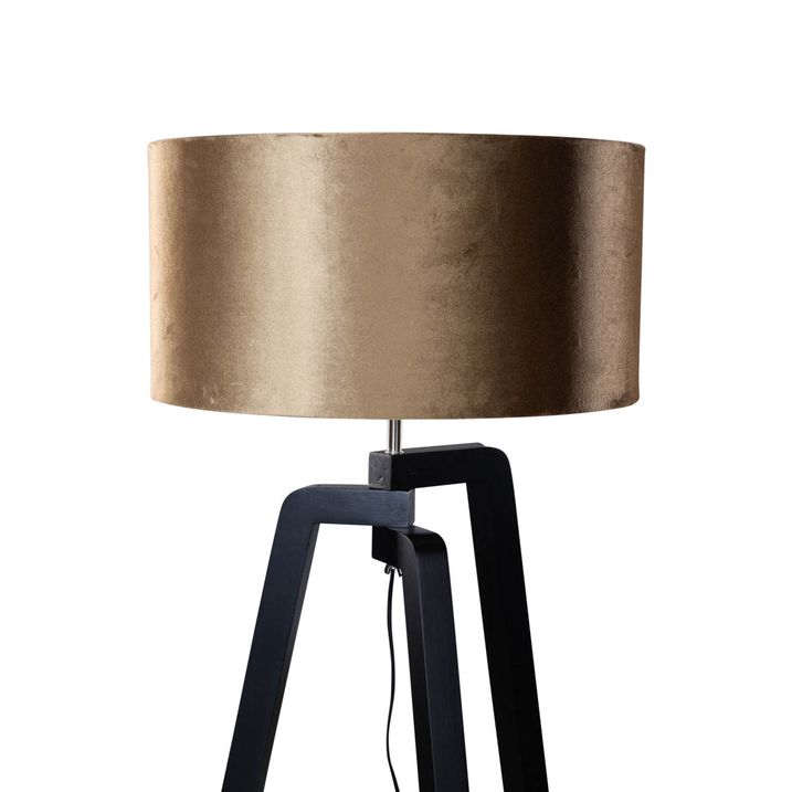 Stāvlampa melna ar samta bronzas abažūru 50cm - Puros