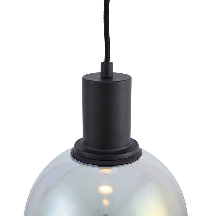 Design hanglamp zwart met regenboog glas langwerpig 3-lichts - Mallon