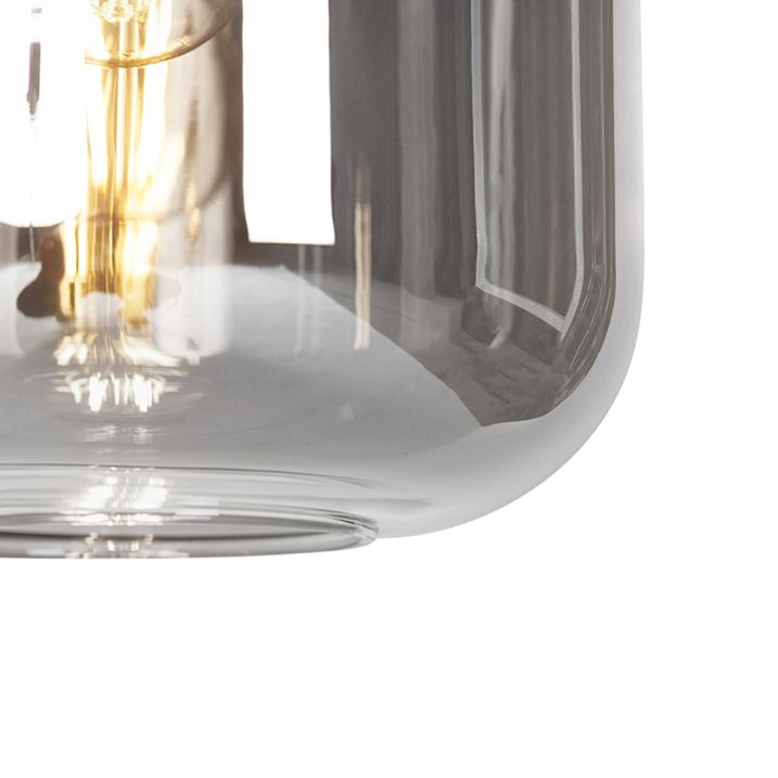 Lámpara colgante de diseño negra con cristal dorado y ahumado 4 luces - Zuzanna