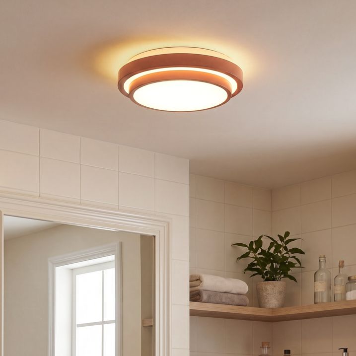 Plafonnier moderne Walden, sienne et blanc, 34cm, 2 lumières, IP44