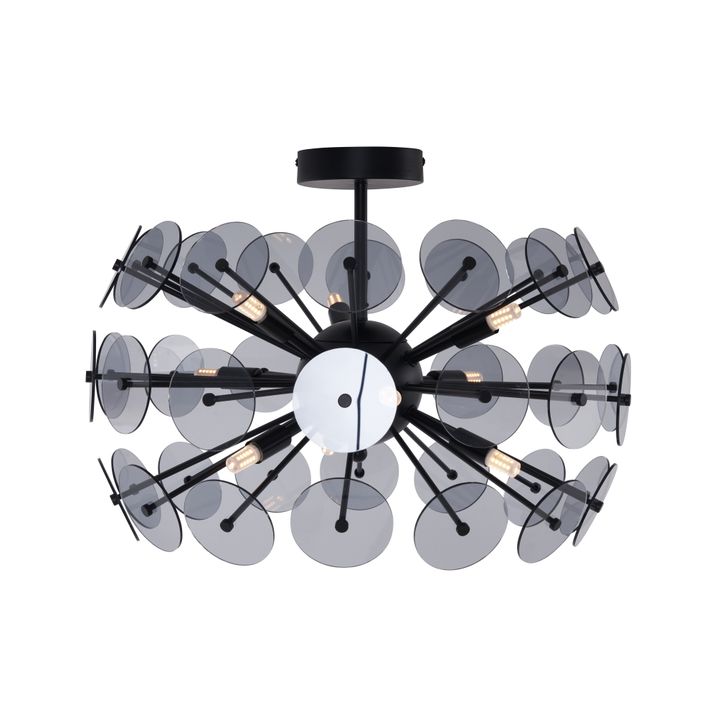 Art Deco Plafonska Lampa Crna sa Dimnim Staklom - Atomic
