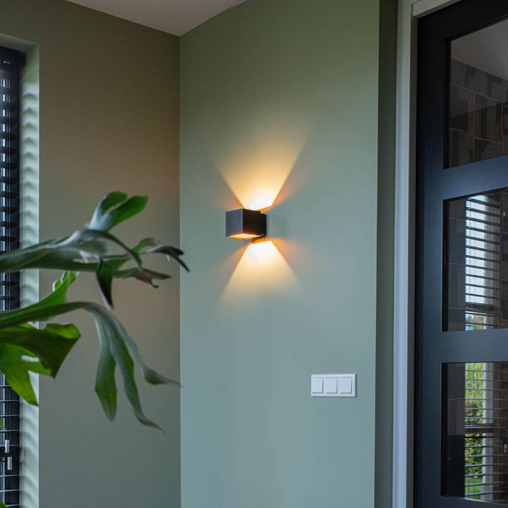 Lámpara de pared de diseño negro/dorado con LED - Caja