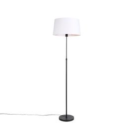 Vloerlamp zwart met witte linnen kap 45 cm verstelbaar - Parte