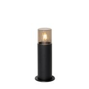 Standing-Outdoor-Lamp-Black-with-Smoke-Shade-30-cm-IP44---Odense