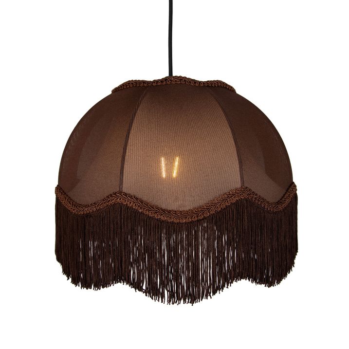 Cavalux Pendant Lamp: Black Fitting, Brown Shade with White Interior, and Plug - 31.5cm