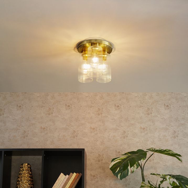 Art Deco Deckenleuchte Gold mit Glas 3-Licht - Laura