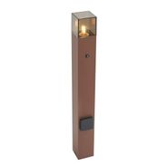 Industrial-Outdoor-Post-Light-Rust-Brown-with-Smoke-Glass-70cm-with-Twilight-Sensor-IP44---Denmark