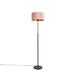 Podna lampa crna sa somotskom nijansom roze sa zlatom 35 cm - Parte