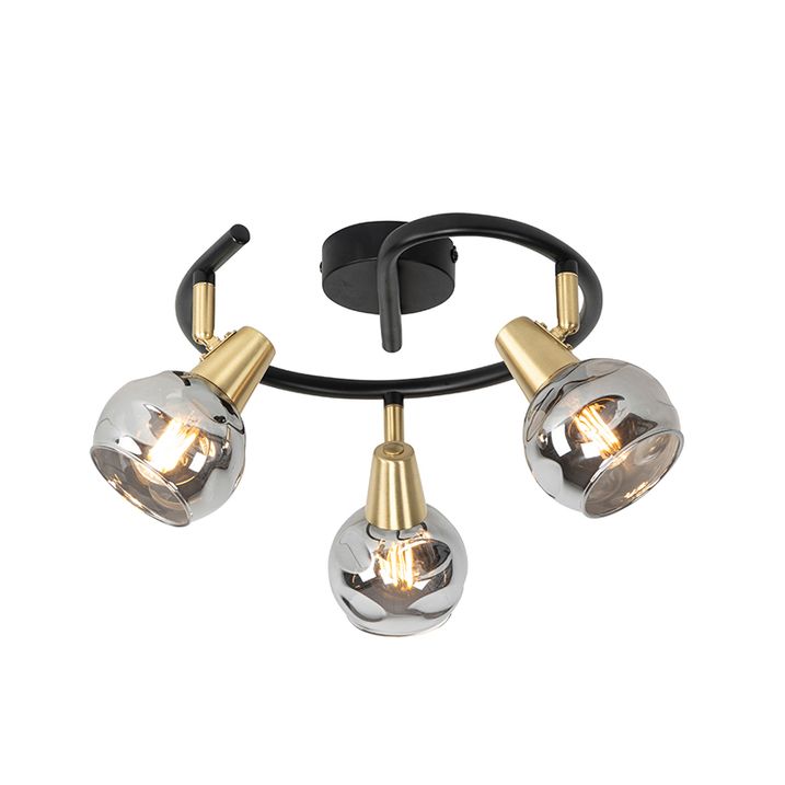 Plafoniera Art Déco vetro fumé nero 3 luci - VIDRO