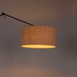 Candeeiro-de-pé-preto-com-cúpula-cinzento-claro-50-cm-ajustável---Editor
