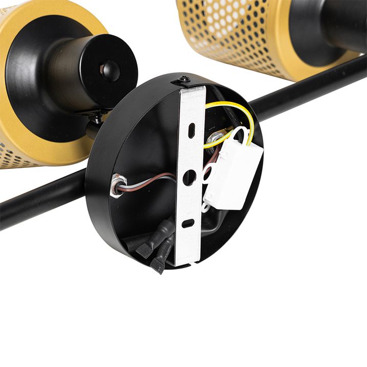 Foco industrial preto com dourado 3 luzes - Kayden