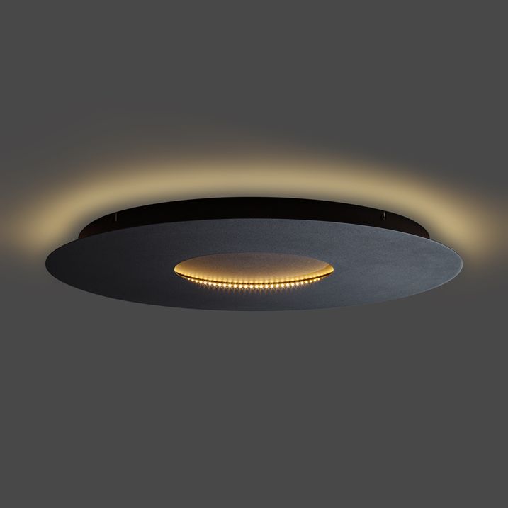 Plafonnier moderne noir 60cm avec LED à intensité variable en 3 étapes - Morning