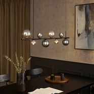 Viseća-lampa-crna-sa-dimljenim-i-ćilibarskim-staklom-pravougaona-8-svetla---Monaco