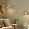 Moderne wandlamp taupe met goudkleurige binnenkant verstelbaar 2-lichts - Lune