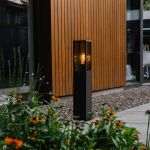 Staande buitenlamp zwart met smoke 80 cm IP44 - Charlois