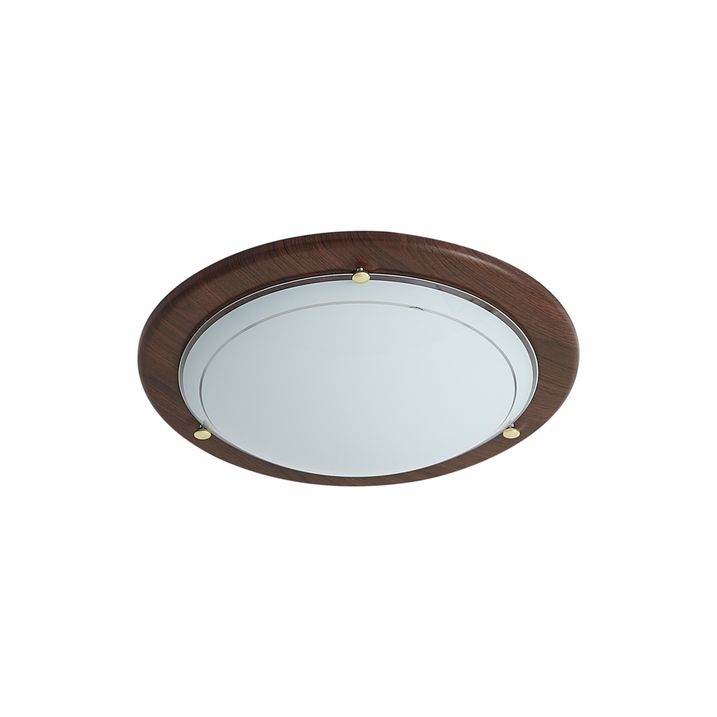 Klassieke plafonnière walnoot hout met wit glas - Mesiac