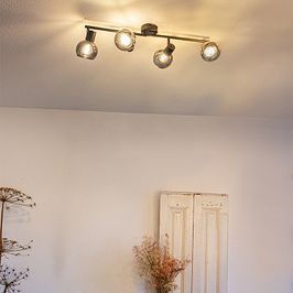 Plafón Art Deco negro cristal ahumado 4-luces - VIDRO