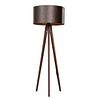Podna lampa na tronošcu od orahovog drveta sa braon plišanom abažurom 50cm - Tripod Classic