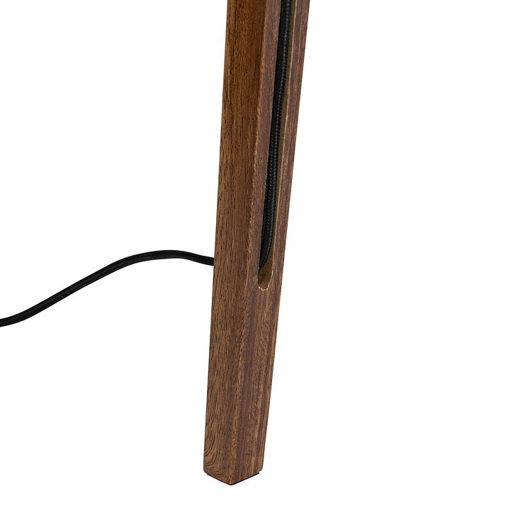 Lampă de podea trepied din lemn de nuc cu abajur roșu și interior auriu 50cm - Tripod Classic