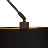 Lampada-a-sospensione-nera-con-paralume-in-cotone-nero-e-oro-35-cm---Blitz