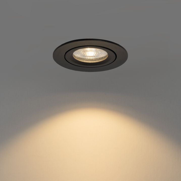 Inbouwspot zwart kantelbaar 8,2cm incl. LED dim to warm IP54 ultra slim - Pupil