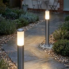 Candeeiro de poste exterior moderno em aço com opal 80 cm IP44 - Rox