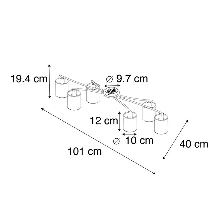 Moderní stropní svítidlo bílé 6-světlo - Lofty
