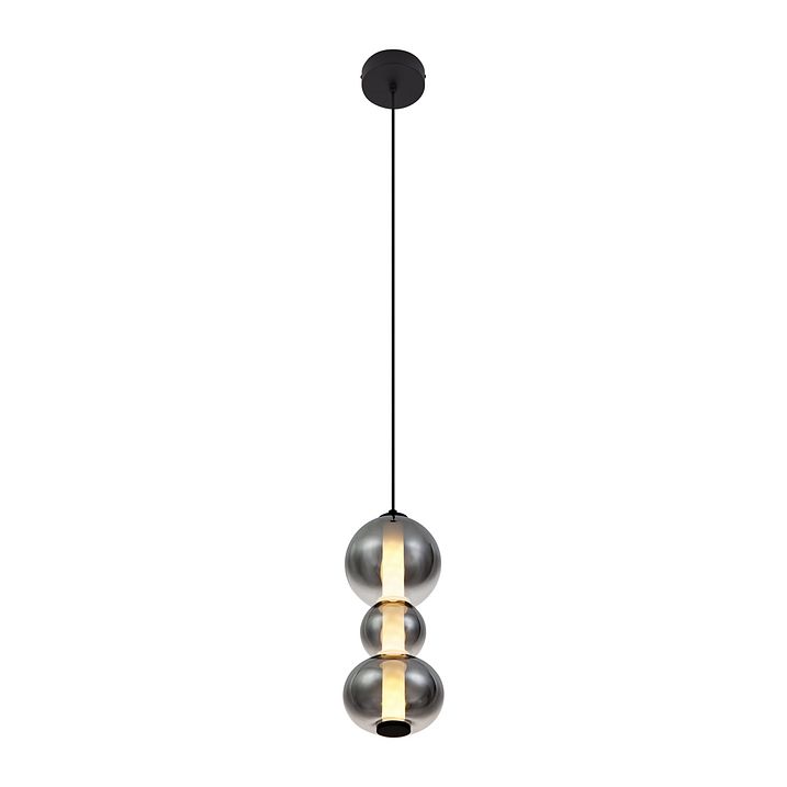 Art Deco viseča svetilka črna z dimljenim in prozornim steklom 3-luči vklj. LED - Lizzy